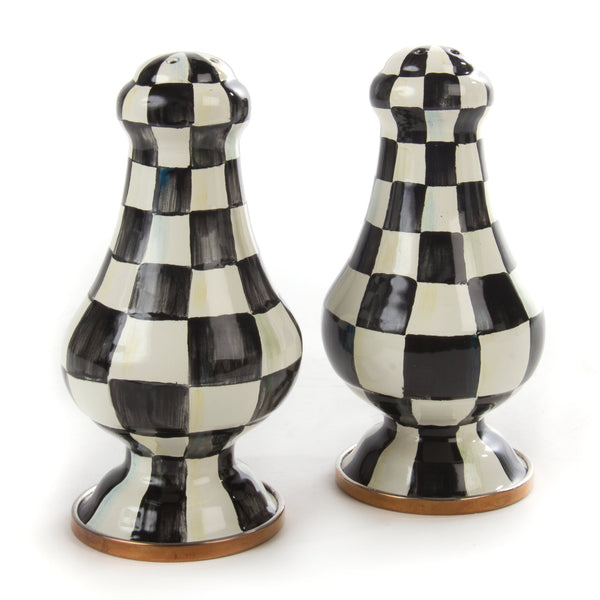 MacKenzie Childs Courtly Check Large Enamel Salt & Pepper Shakers