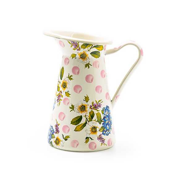 MacKenzie-Childs Wildflowers Enamel Medium Pink Pitcher