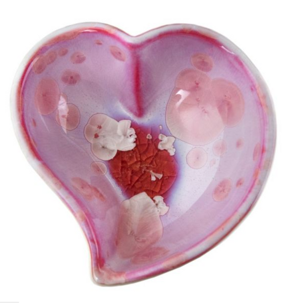 Simon Pearce Small Crystalline Heart Bowl- Pink