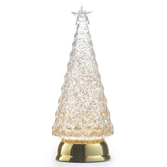 12'' Lighted Gold Glitter Tree with Gold Round Base