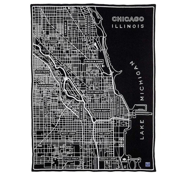 Faribault Chicago Map Wool Throw