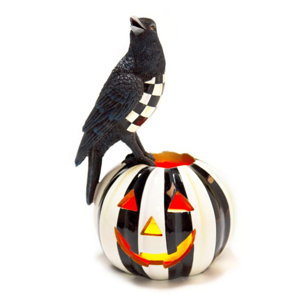 Crow with Illuminated Pumpkin