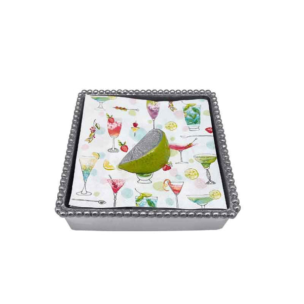 Mariposa Green Lime Beaded Napkin Box Set