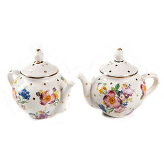 MacKenzie-Childs Flower Market White Teapot Salt & Pepper