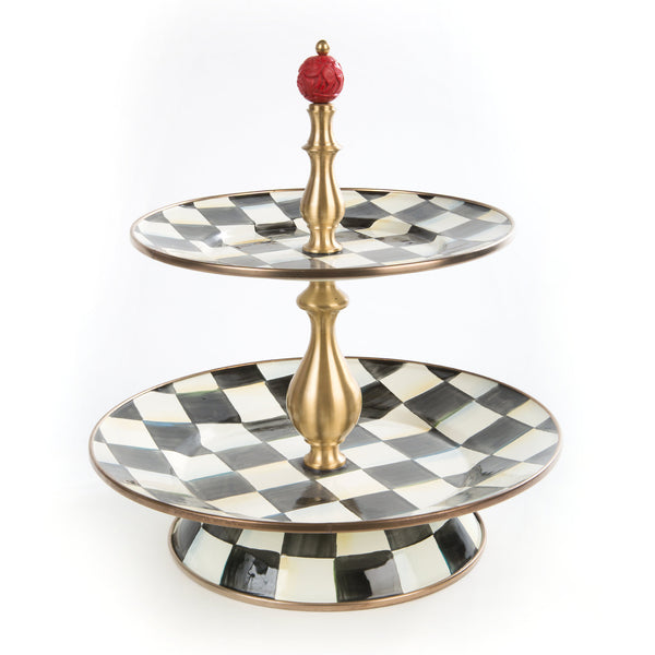 Mackenzie Childs Courtly Check Two Tier Sweet Stand