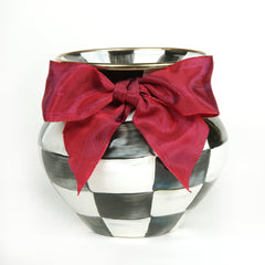 MacKenzie Childs Courtly Check Red Bow Vase