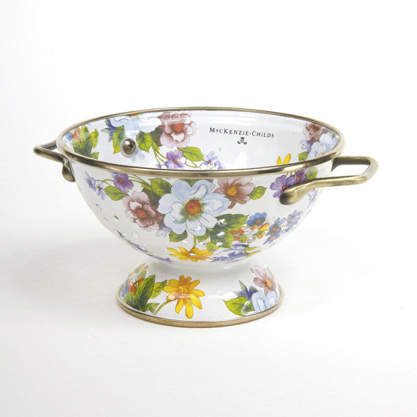 MacKenzie-Childs Flower Market Small Enamel Colander - White