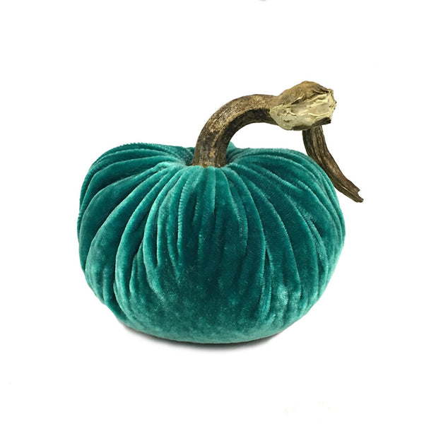 Plush Pumpkin Turquoise Large Velvet Pumpkin