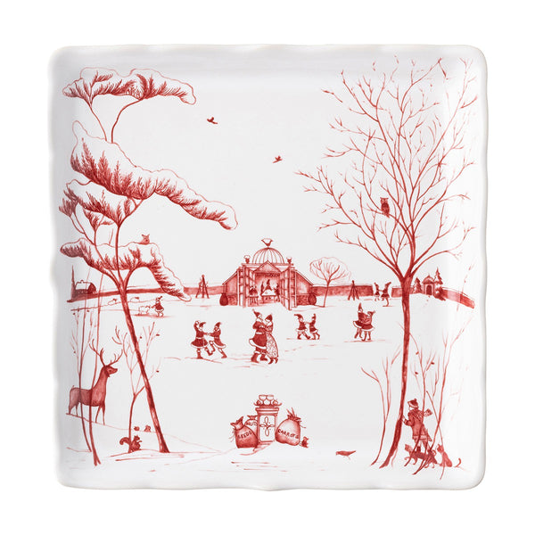 Juliska Country Estate Winter Frolic "Mr. & Mrs. Claus" Ruby Sweets Tray