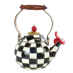 MacKenzie Childs Courtly Check Whistling Tea Kettle